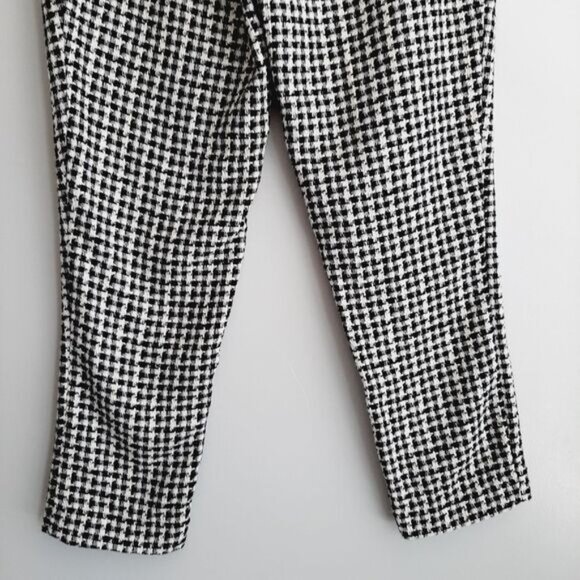 AUTRES FILLES / Houndstooth Slim Leg Ankle Crop Trousers B&W Houndstooth Sz M - Picture 12 of 15